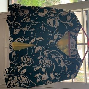 Julian Taylor Black and Cream Floral Cropped Jacket— Ruffle Sleeves